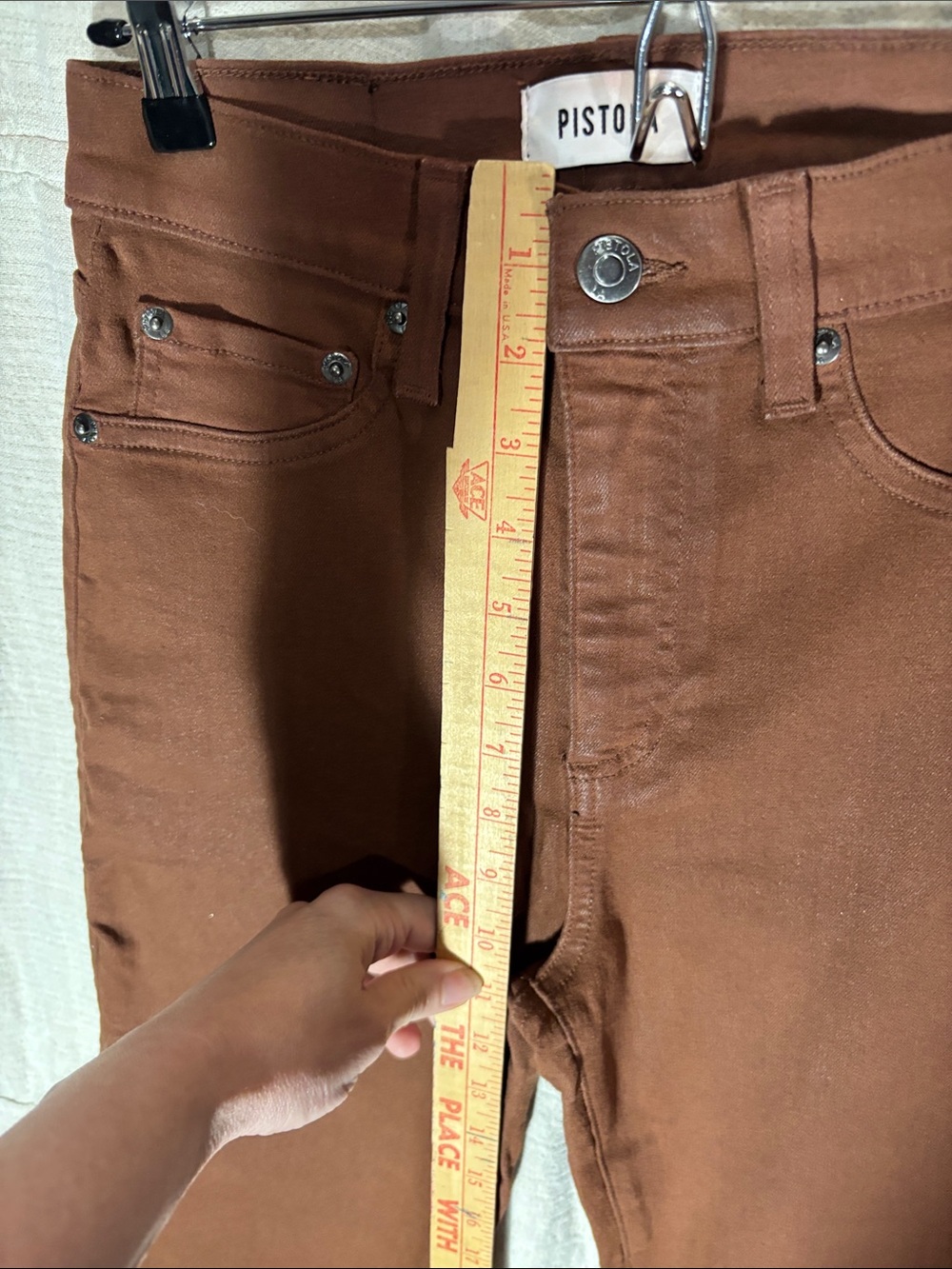PISTOLA Lennon High Rise Crop Bootcut Jeans Rosslyn Brown Size 26 Stretch - Picture 4 of 9